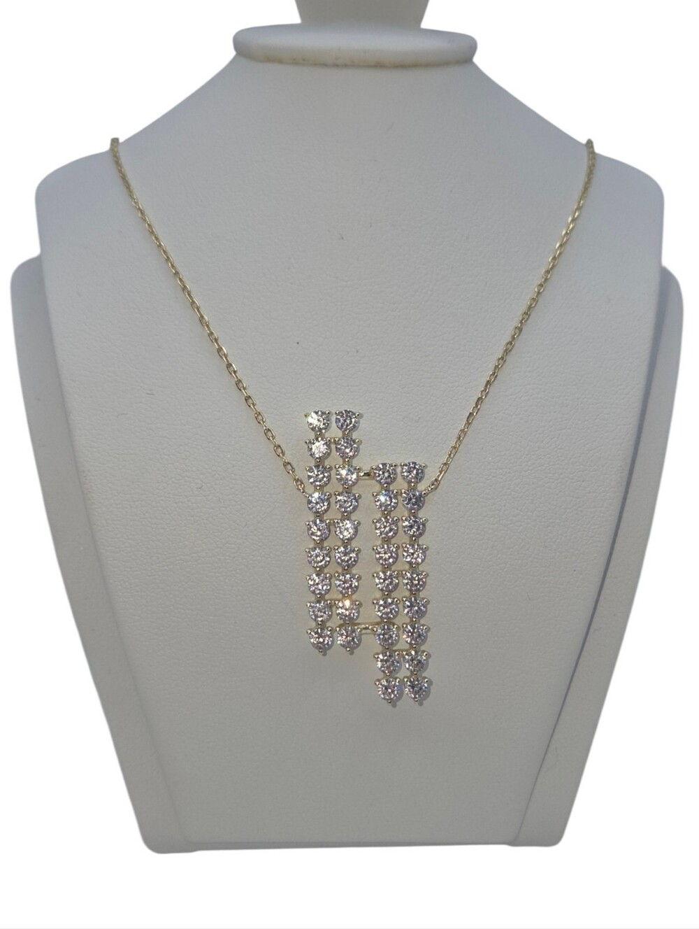 Sterling Silver Clear Ston Symmetrical Necklace